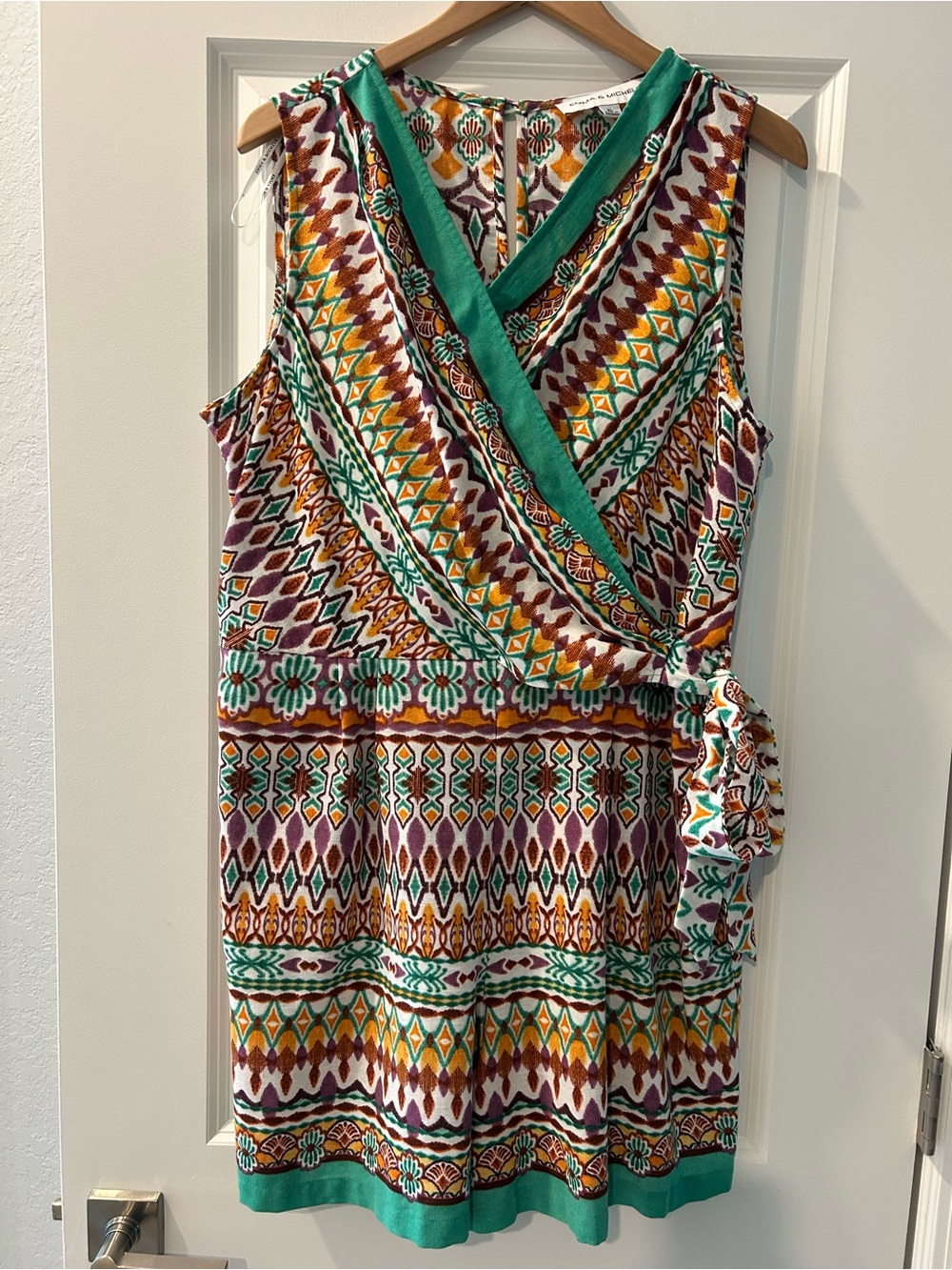 Emma & Michele Sleeveless Romper in Green and Multi